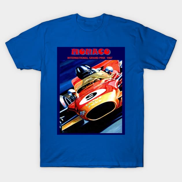 Monaco Vintage 1967 Grand Prix Auto Road Racing Advertising Print T-Shirt by posterbobs